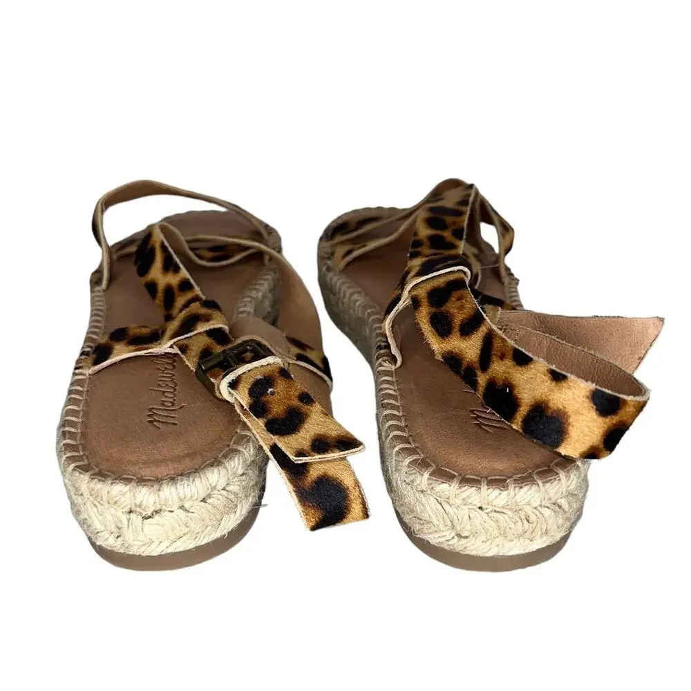 NWOB Madewell The Malia Espadrille Platform Calf Hair Leather Sandals Size 10 - Picture 8 of 11